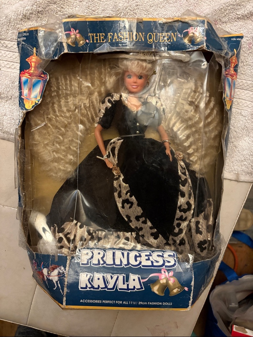 Princess Kayla Black & Cream Gown Fashion Doll